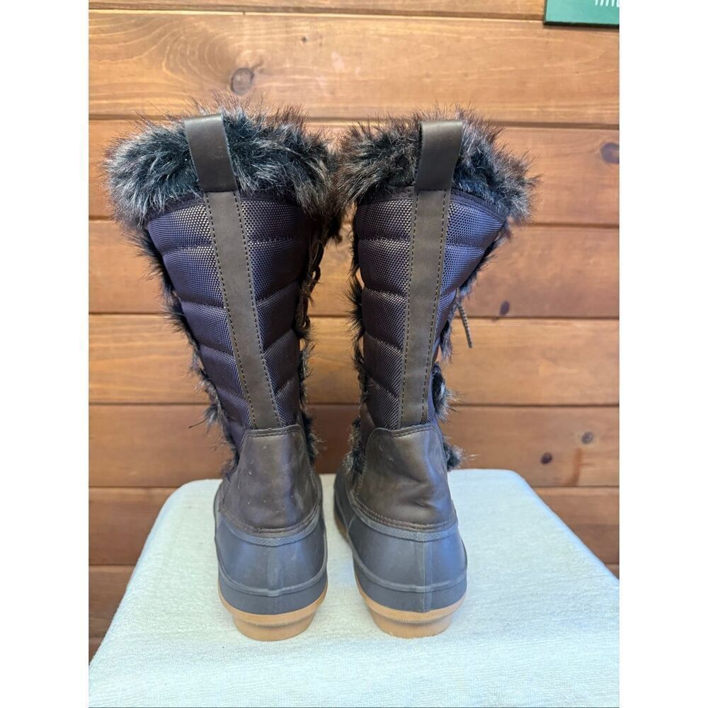 Khombu Kandice Tall Lace-up Faux Fur Winter Snow Boots Sz 10 Brown/gray - Picture 3 of 8